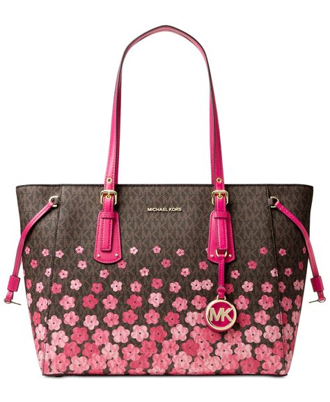 michael kors purses brown with flowers on it|Michael Kors brown tote handbags.